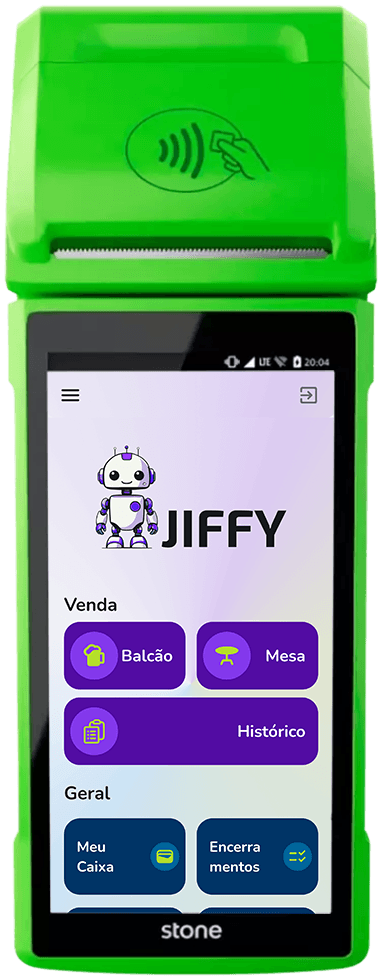 Maquininha Stone com o sistema Jiffy