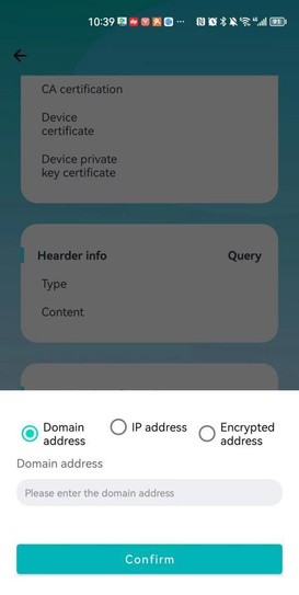Address type selector with Encrypted address selected and URL input field