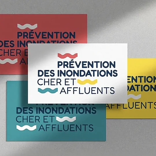 Cartes de visites colorées pour le service "Prévention de inondations Cher et Affluents"