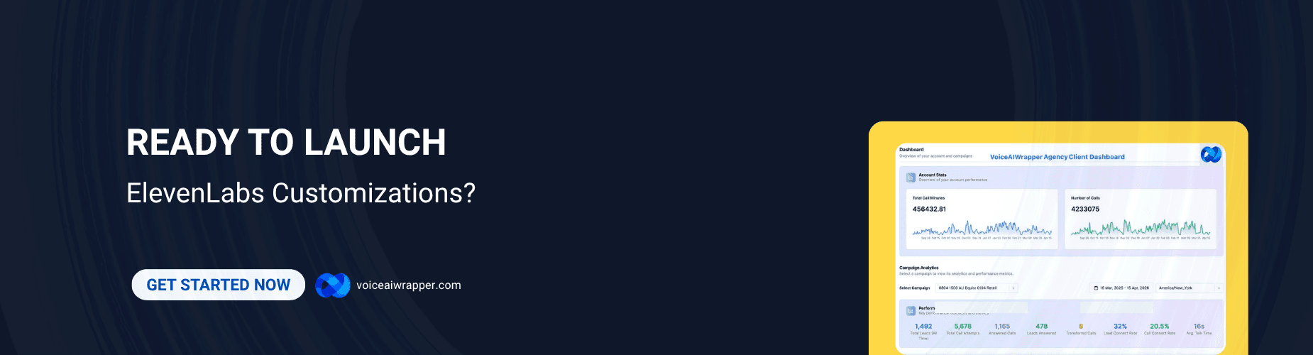 VoiceAIWrapper outbound calling CTA with Talk Time dashboard | VoiceAIWrapper.