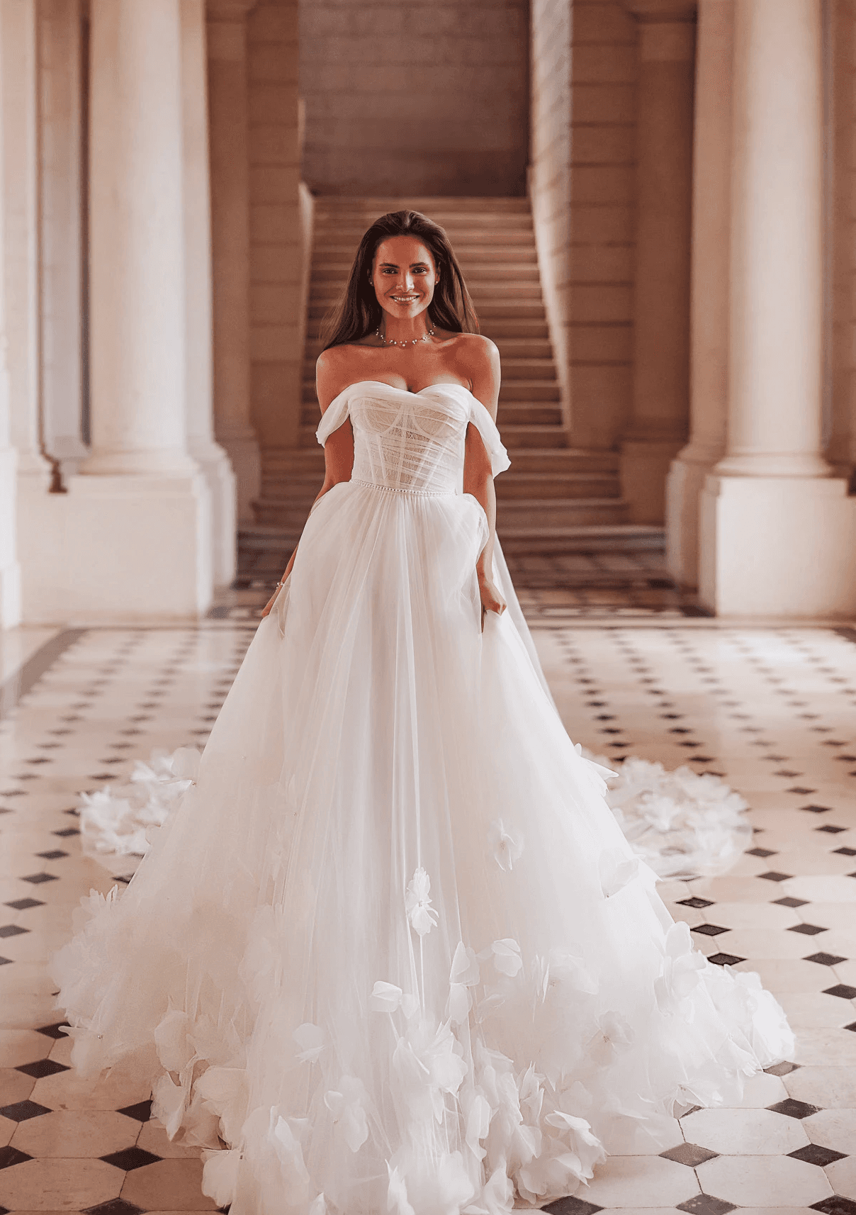 Schulterfreies Kleid mit Corsage und Off Shouldern