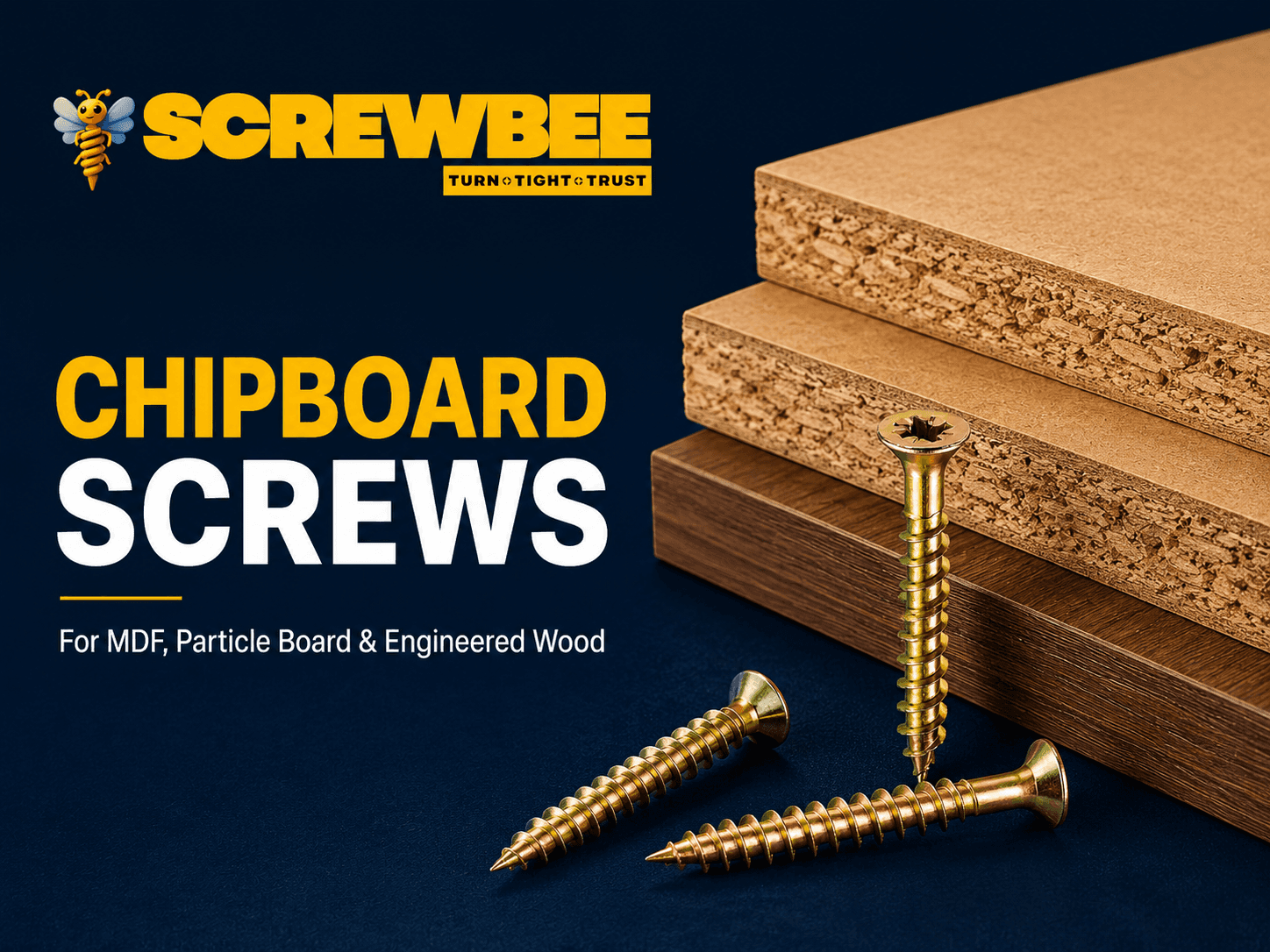 Chipboard screw for MDF and particle board applications
