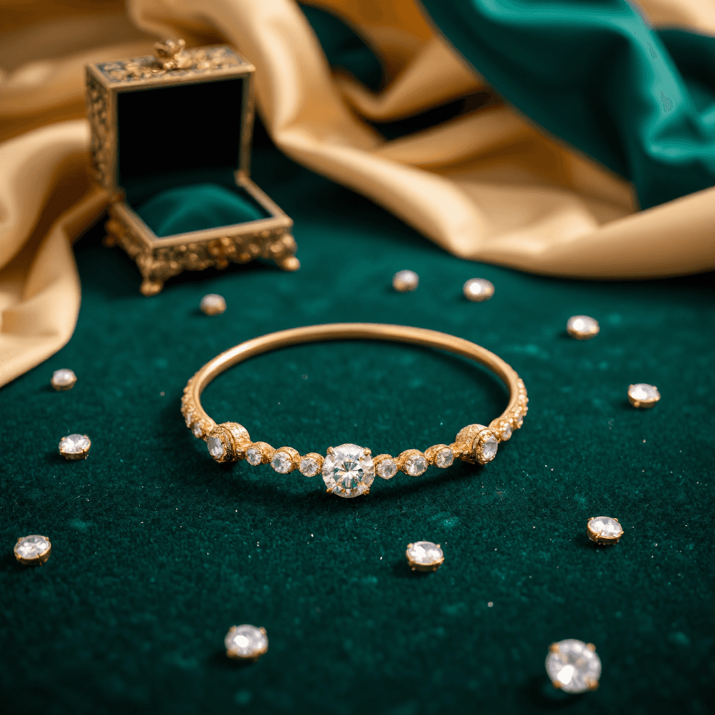 product photography of gold bracelet