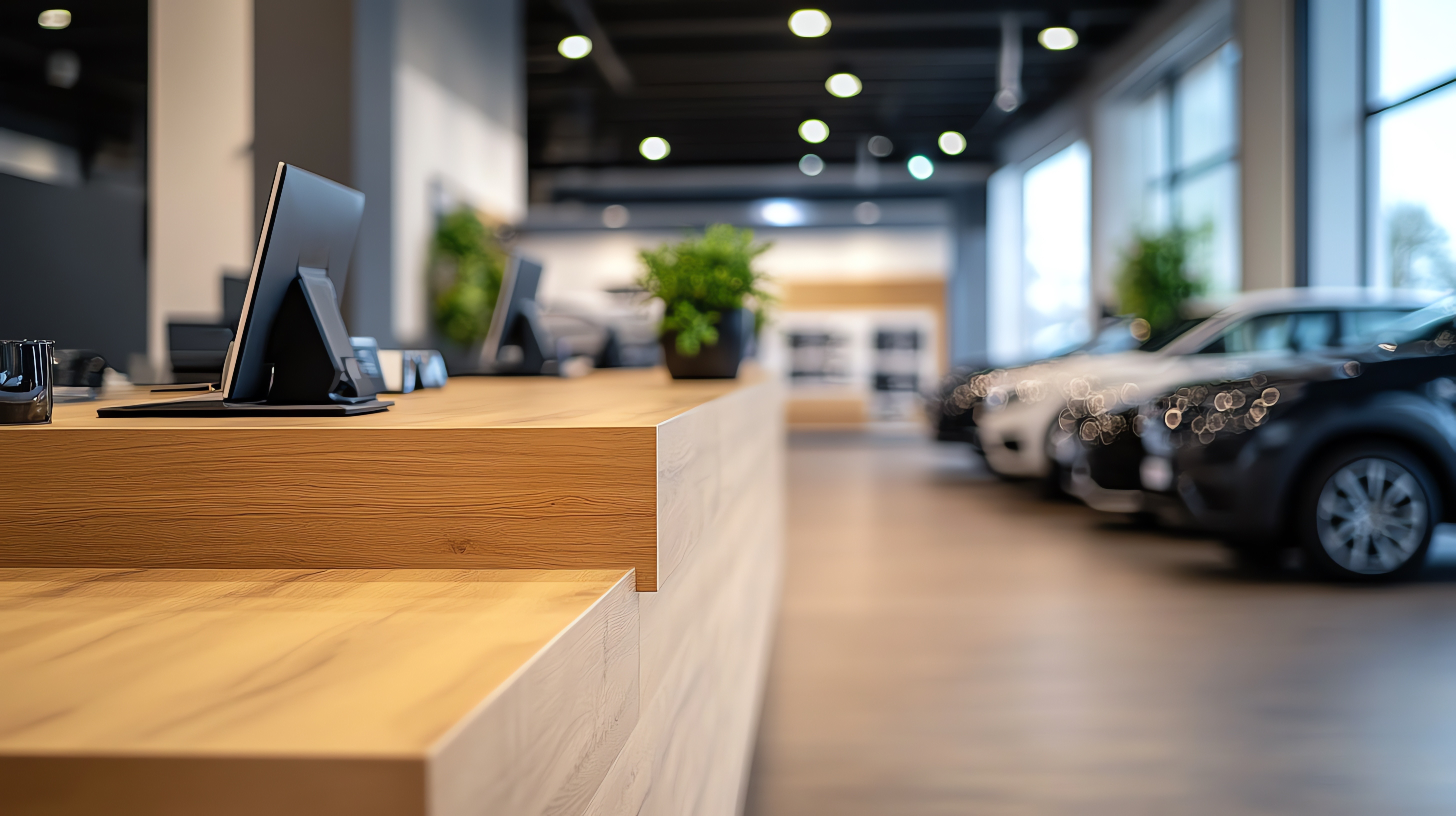 Greenhous automotive showroom reception and customer area delivered by Matrix IDC as part of a commercial construction and fit-out project