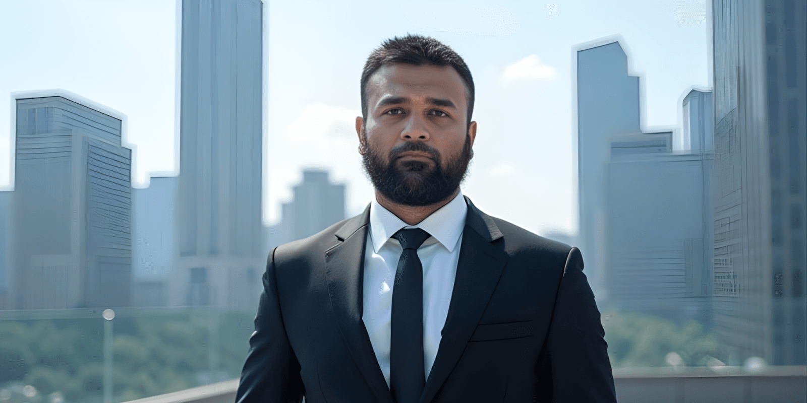 Man in a suit standing on a rooftop, symbolizing disciplined, sustainable business growth without venture capital.