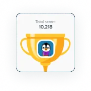 Trophy icon with a penguin mascot inside