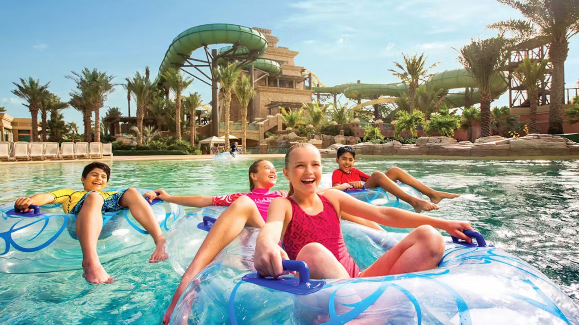 Enjoy family fun with rafting and water slides at Aquaventure Waterpark