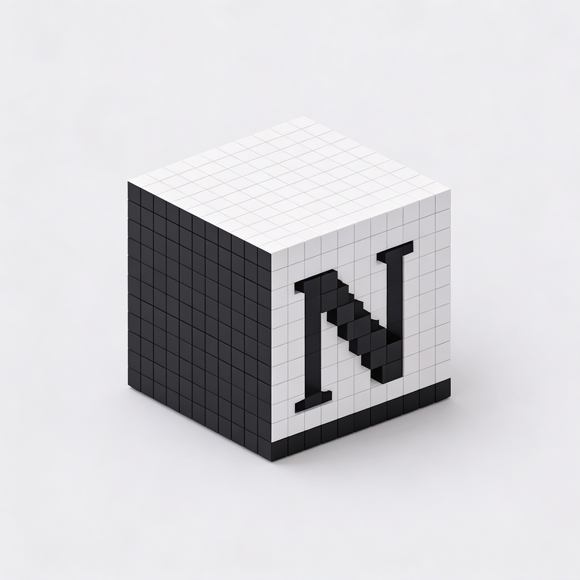 Black voxel Notion cube symbolizing workspace and content organization