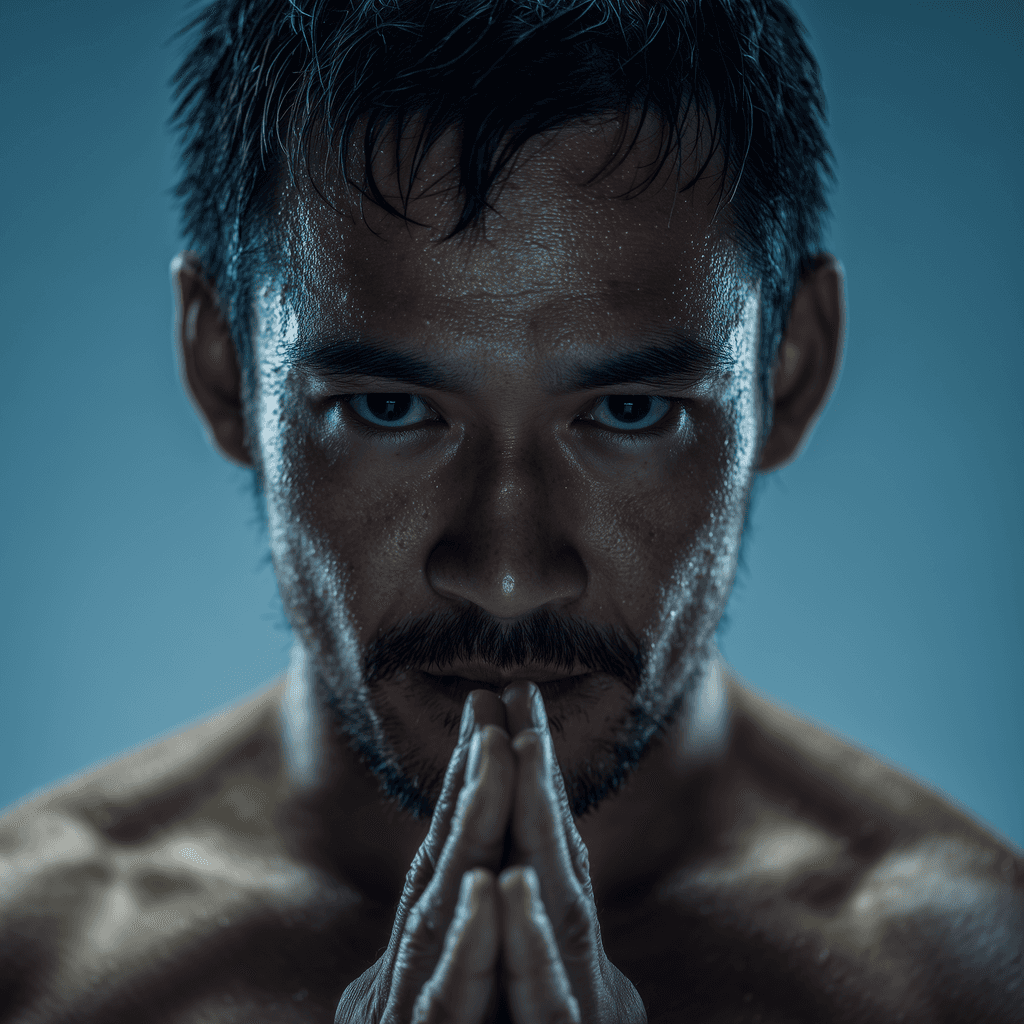 close-up image of a male muay thai fighter