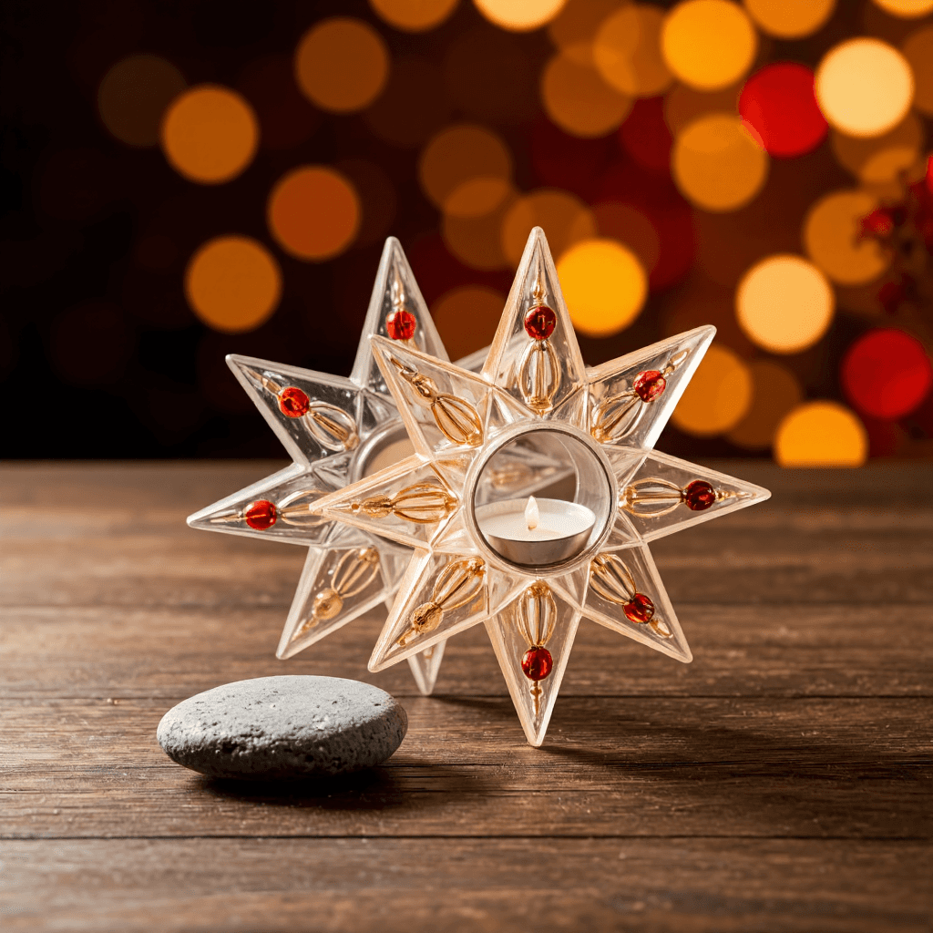 product photography of a pair of star-shaped candle holders