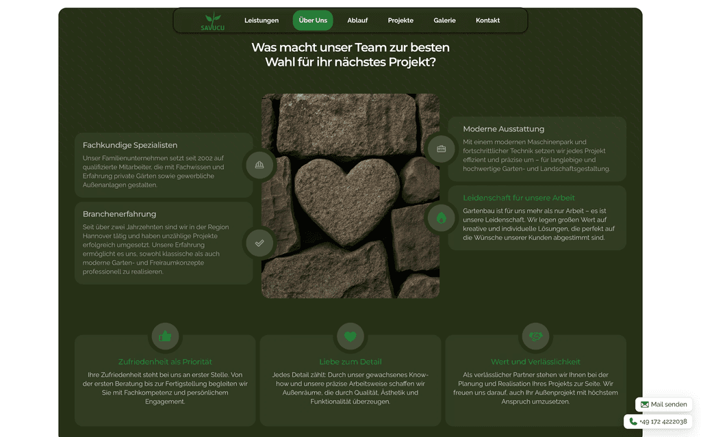 Grüne Website für Natursteine und Gartenbau