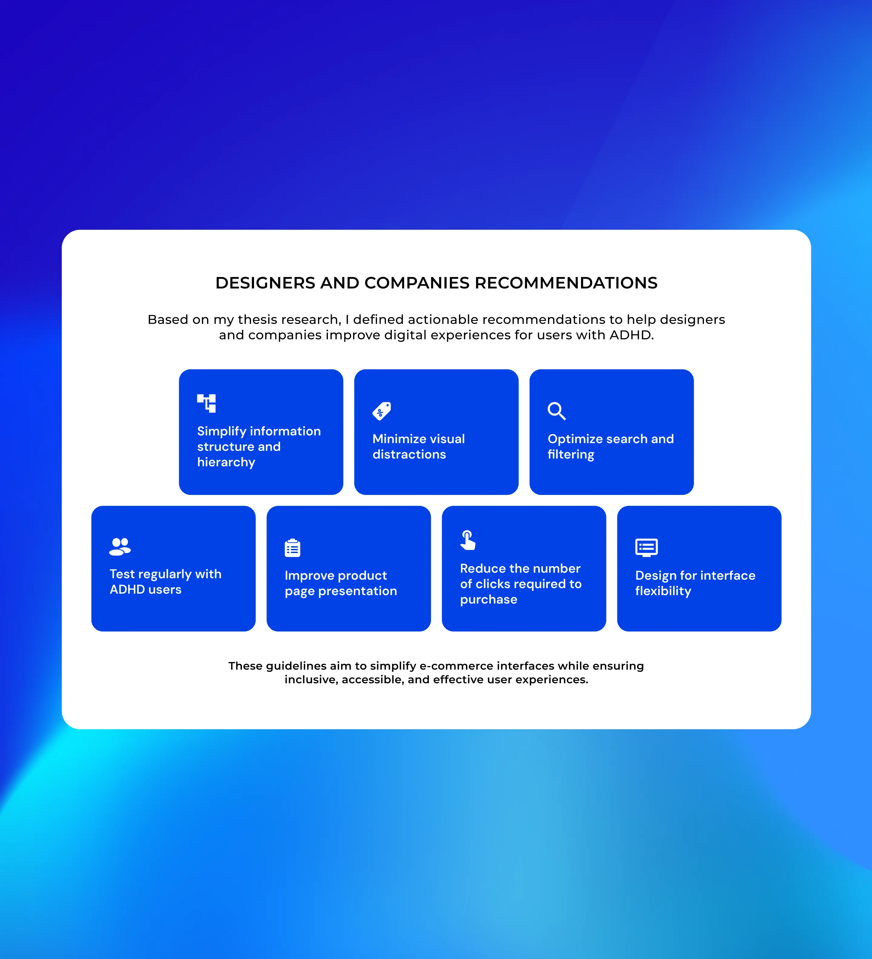 Designer's and Company's Recommendations