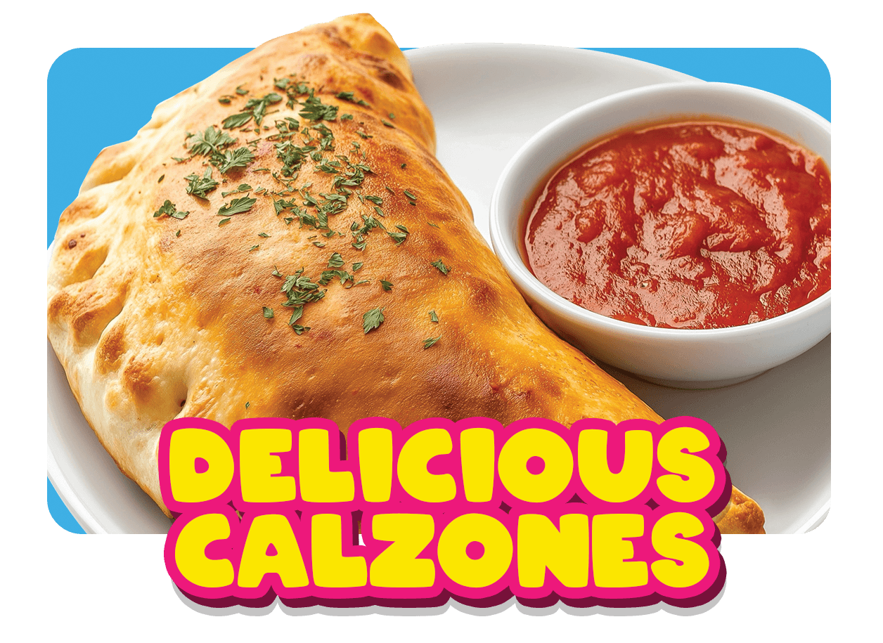North End Pizza handmade calzone stuffed with mozzarella, ricotta, and your favorite toppings, baked golden brown, a Virginia Beach favorite for Italian comfort food since 1987