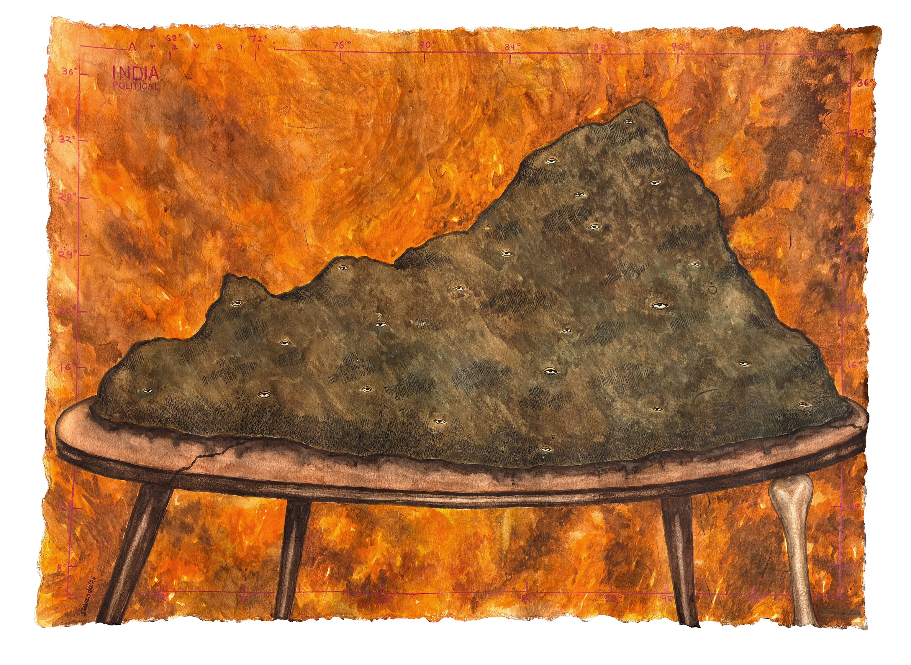 herd of sheep on road painting