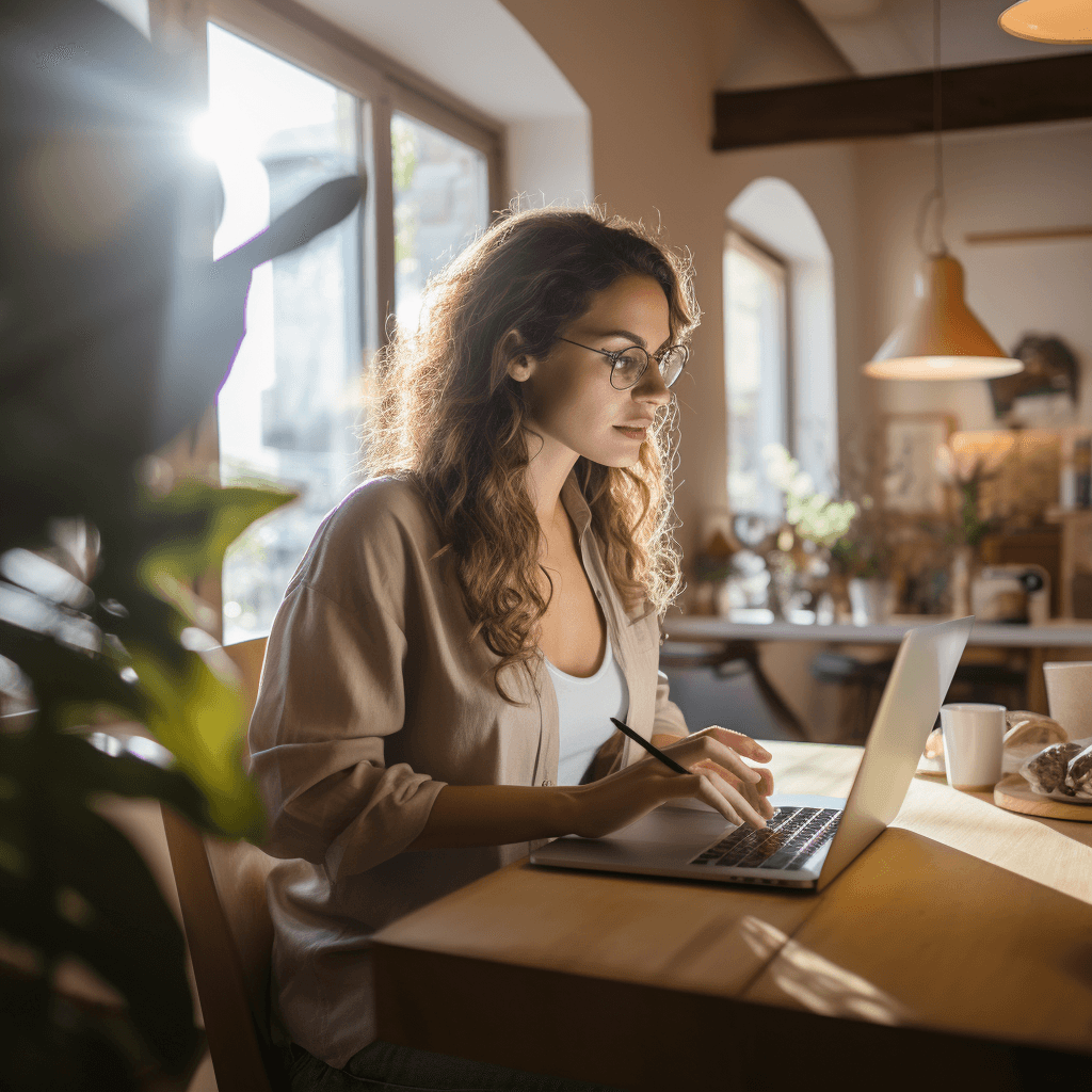 Application open on a Laptop screen sitting on a table