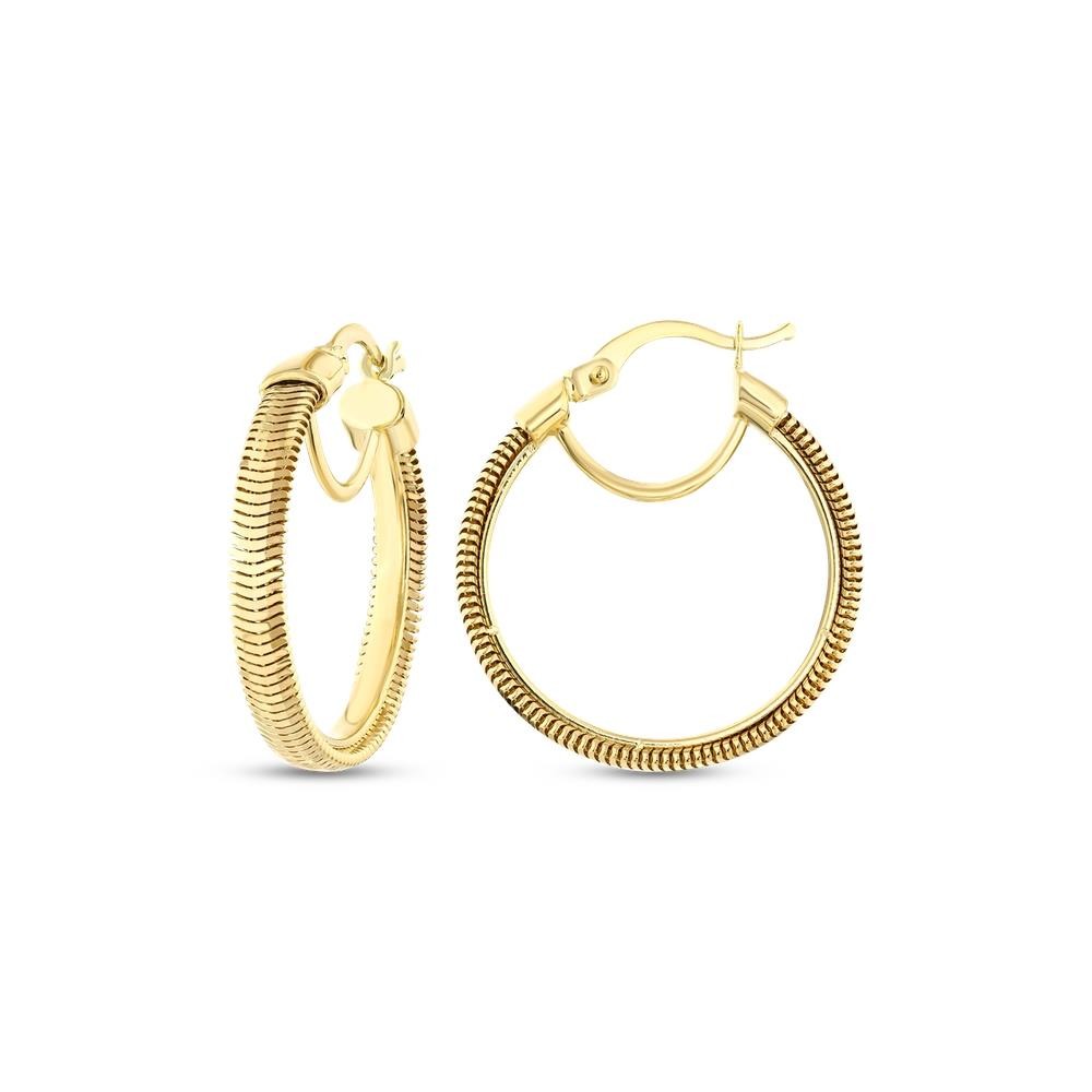 Assos Pırlanta 14 Ayar Altın Şık Tasarım Halka Küpe 3 cm