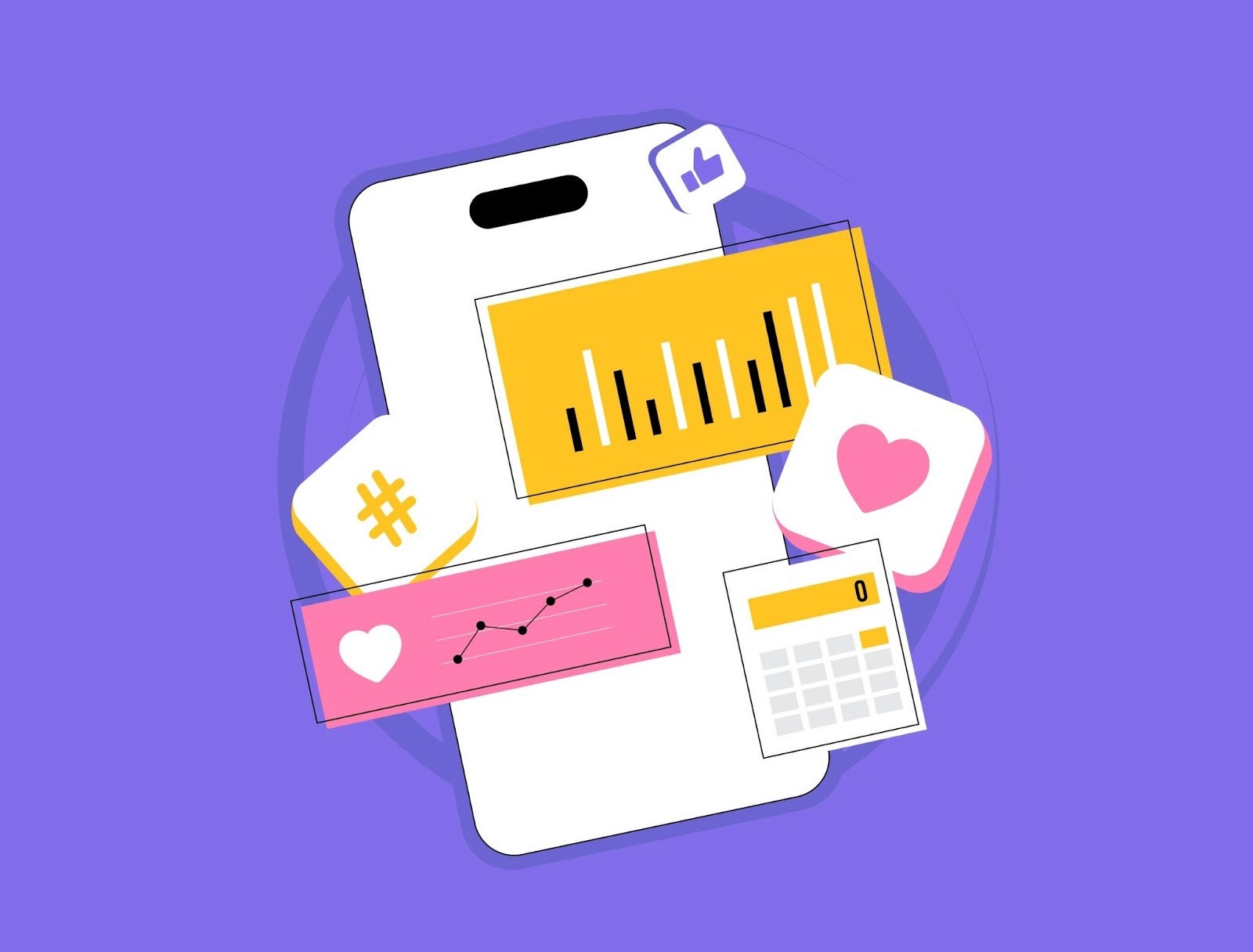 Creator marketing analytics dashboard with engagement metrics, hashtags, and performance tracking on mobile