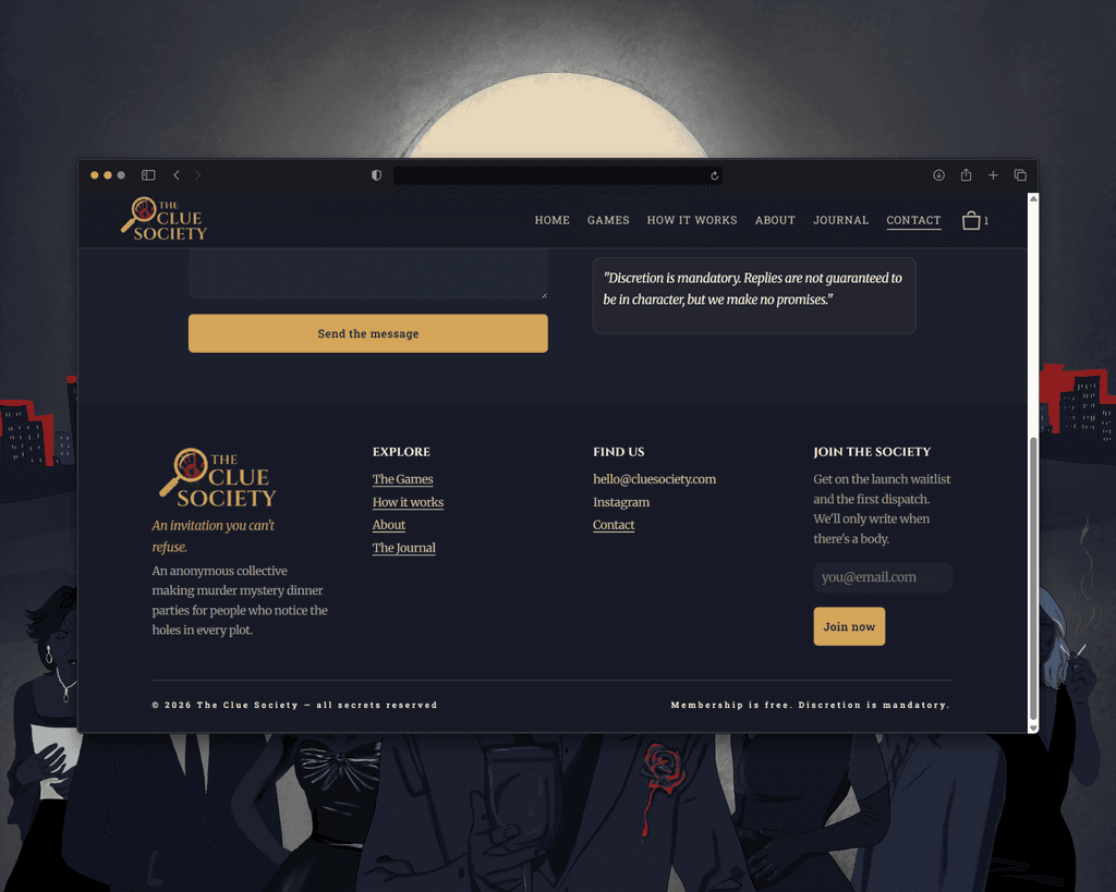 contact form and footer  showcase