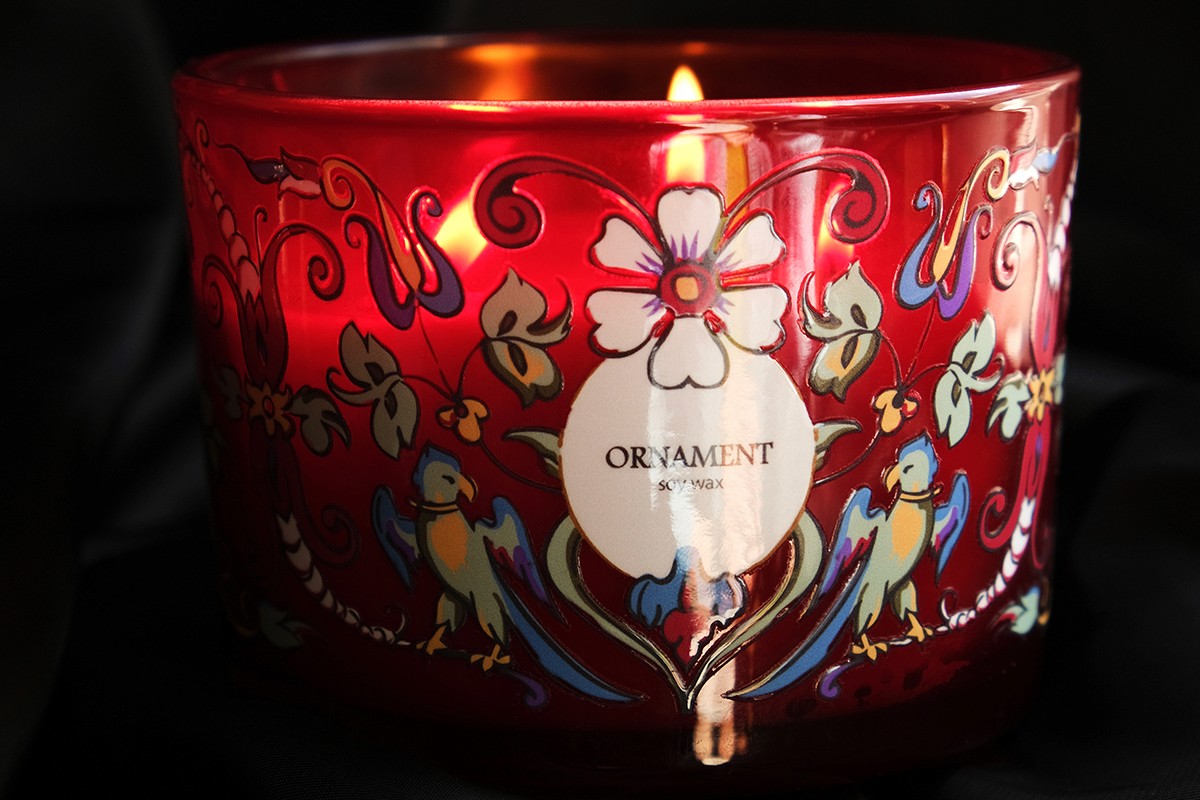 Uv dtf stickers, labels for Candle brand printed on glass with uv printing.