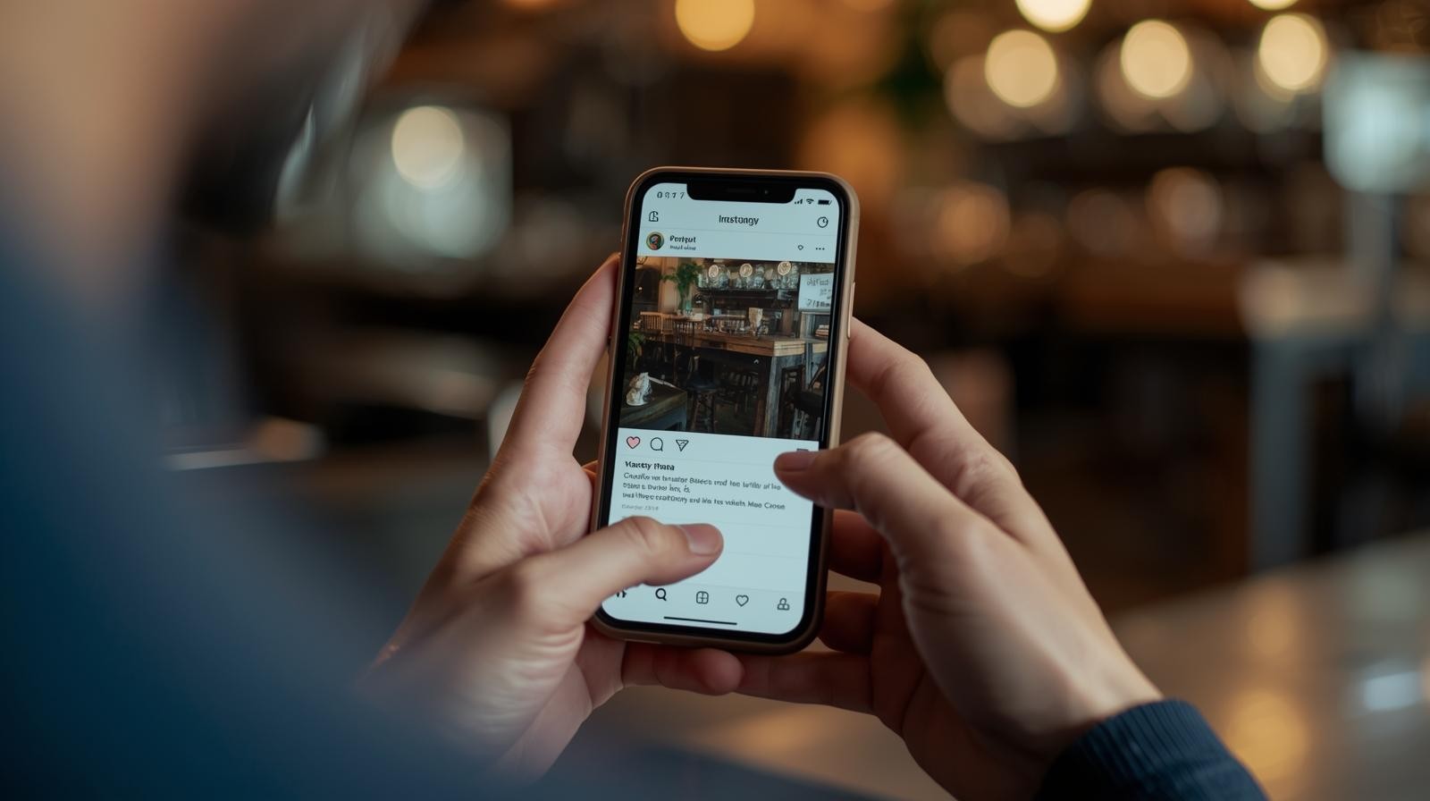 Person using a smartphone to browse a nonprofit Instagram bio.