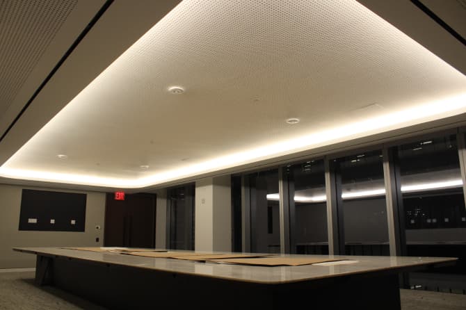 A low shot of the ceiling light