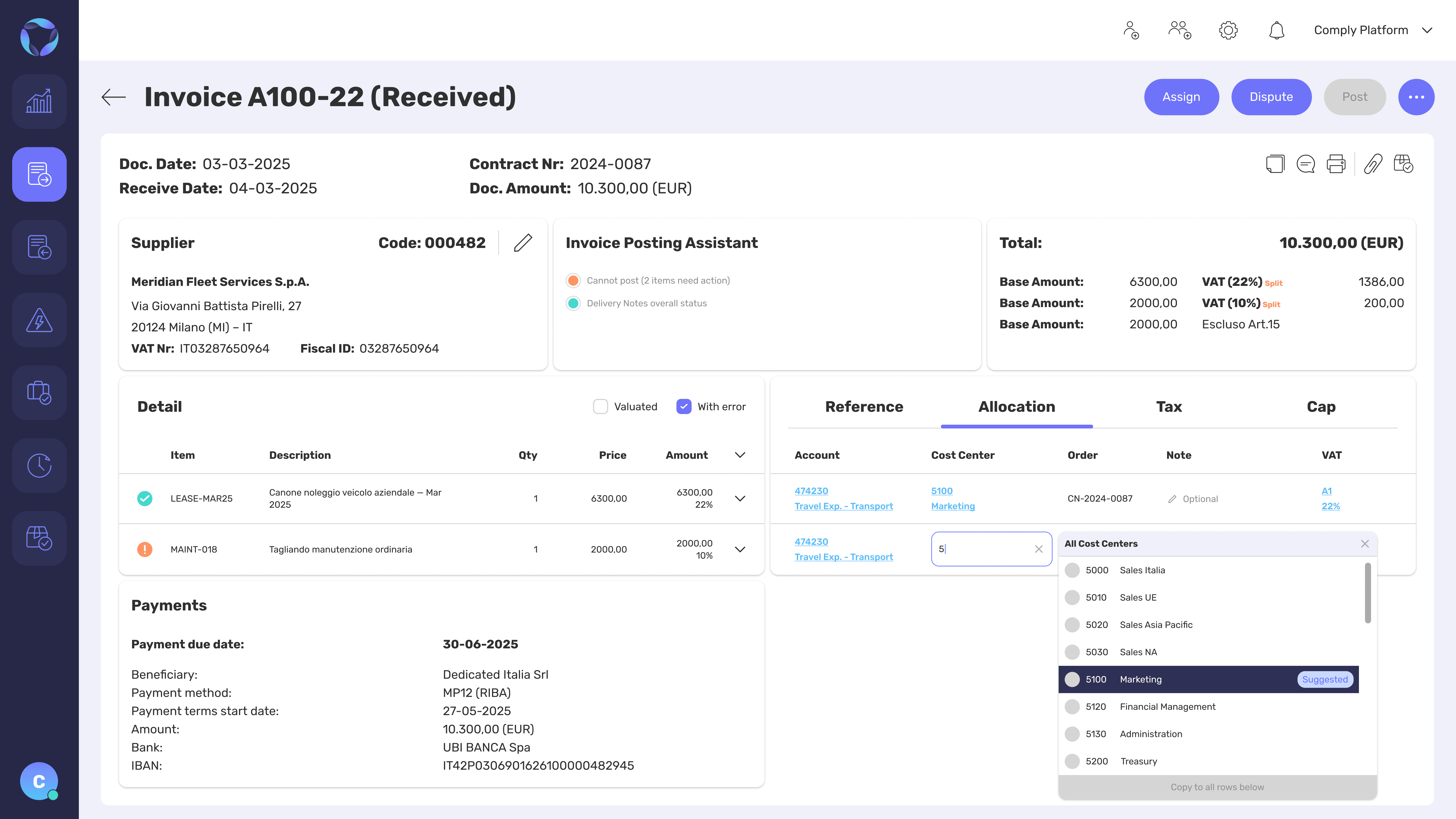 Invoice Detail Allocation
