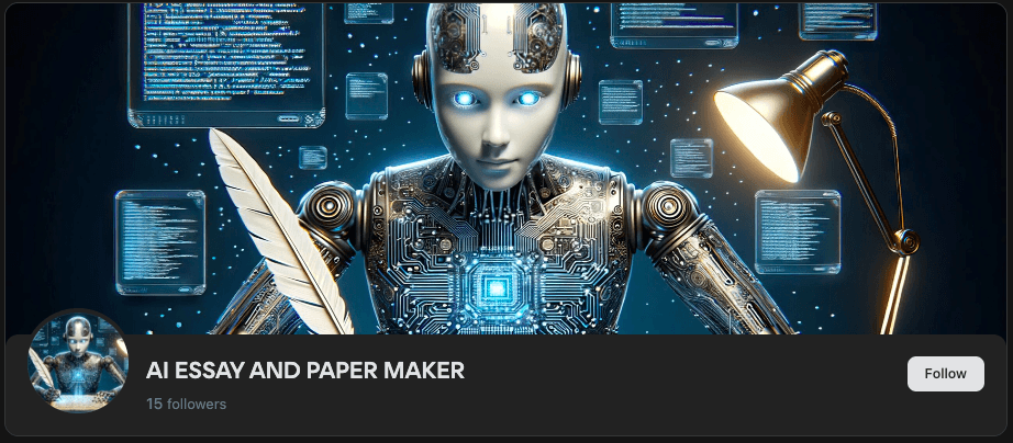 One of the VK page that has posted about EditaPaper, featuring a cover image of a robot holding a quill.