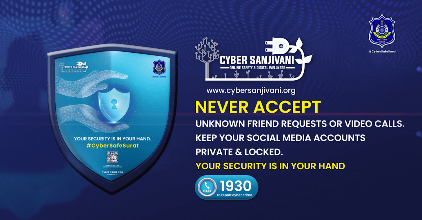 Cyber Sanjivani awareness ad about unknown friend requests by Cinesta