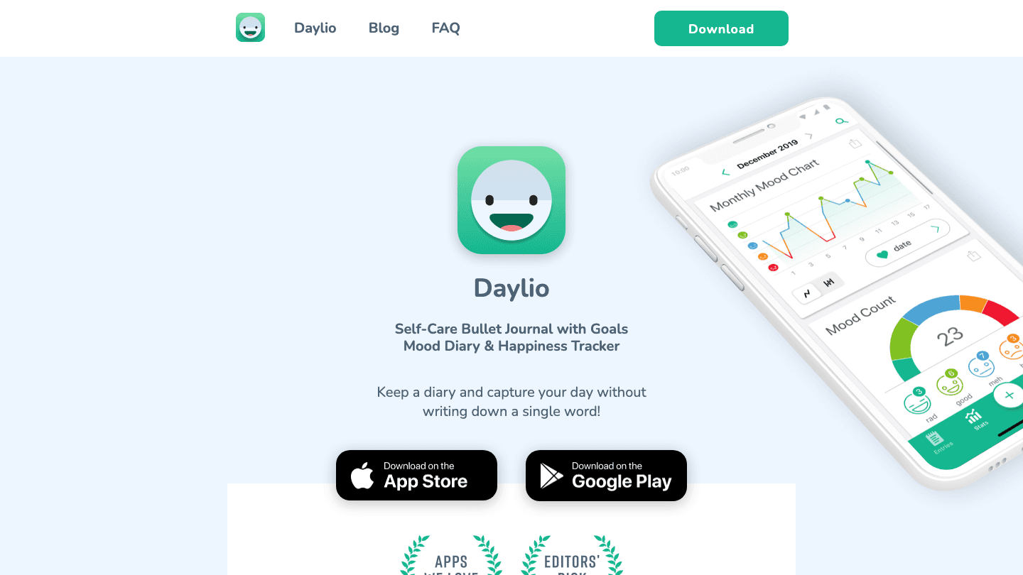 Daylio mood journal app website