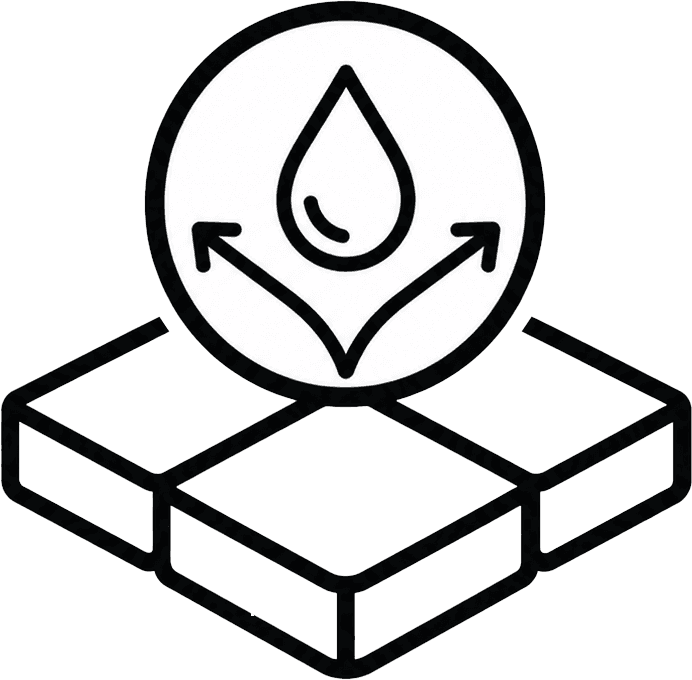 Water drainage icon — polymeric sand directs water flow on pavers