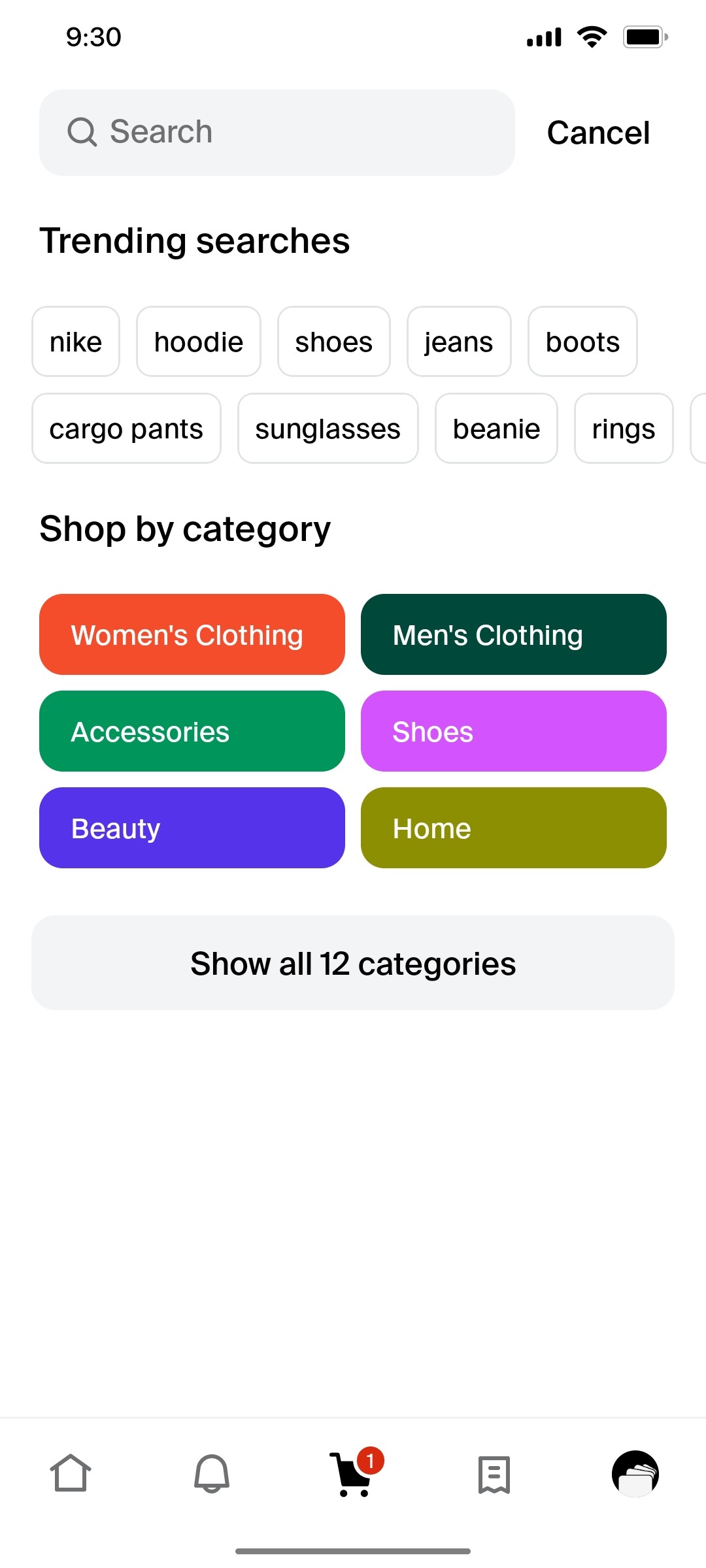 Shop App Trending Screen