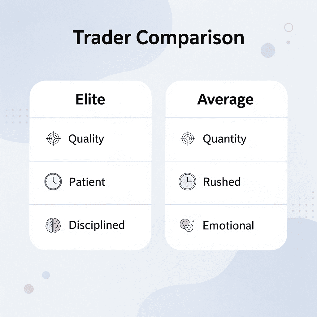 Comparison table showing elite vs average trader characteristics