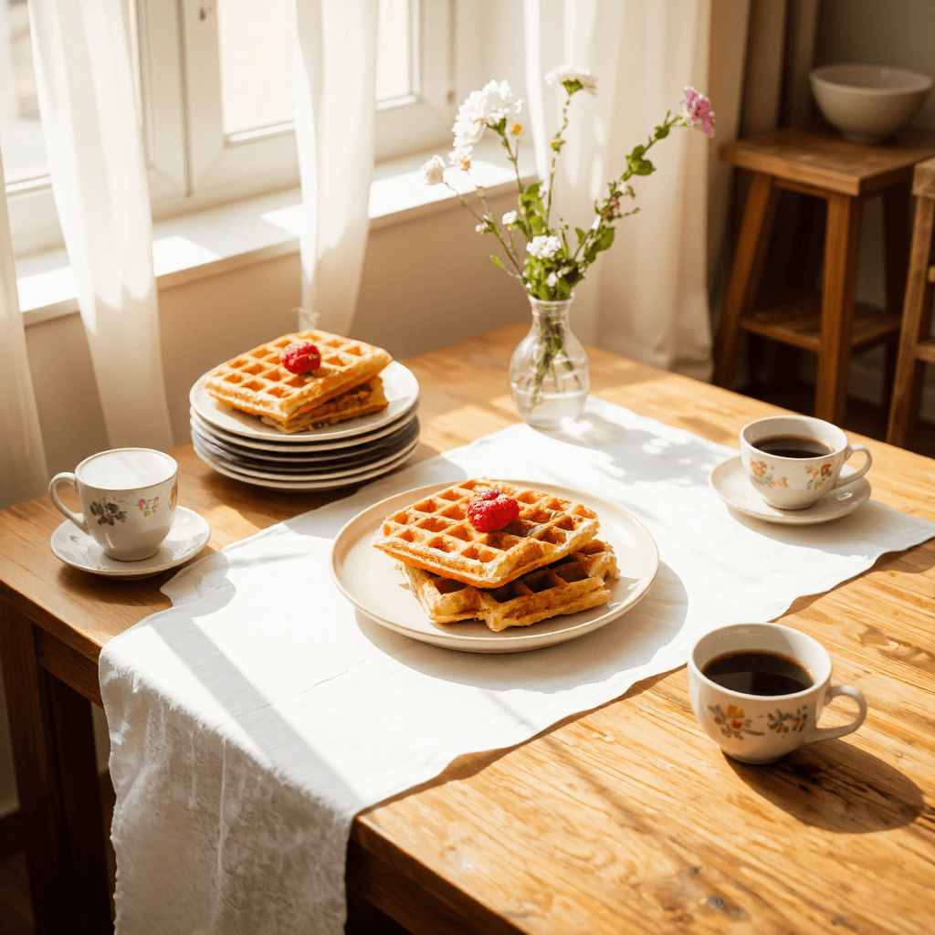 product photography of a plate of waffles