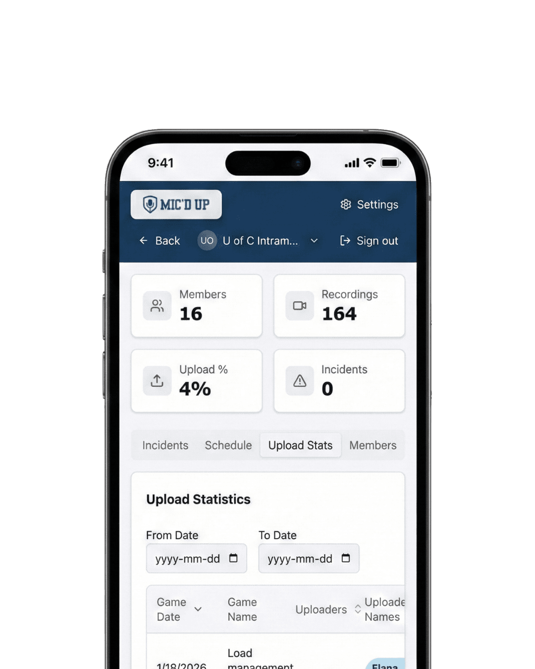 mobile app where a reciept is sorted