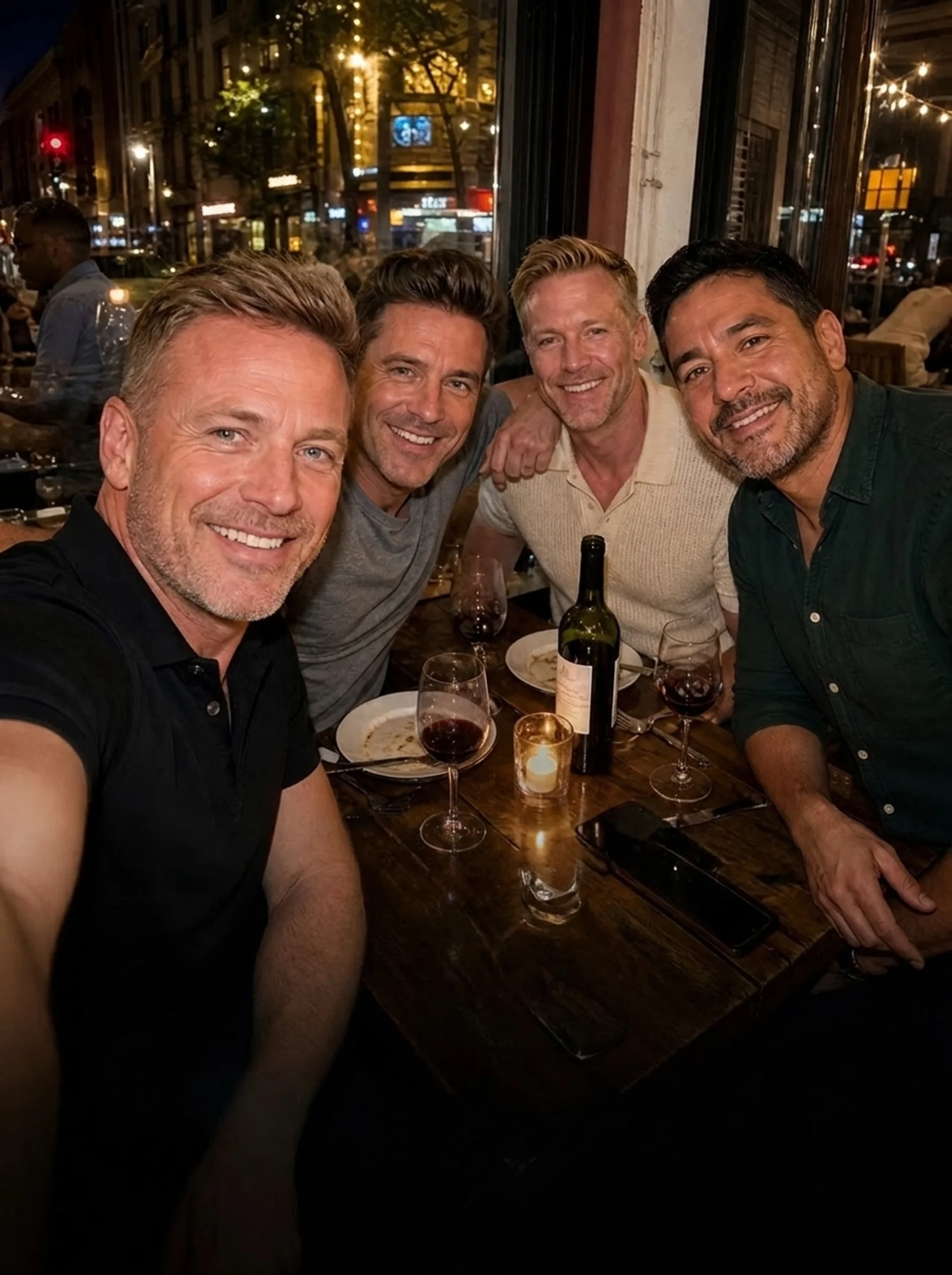 4 gay men at a local Mingleo dinner