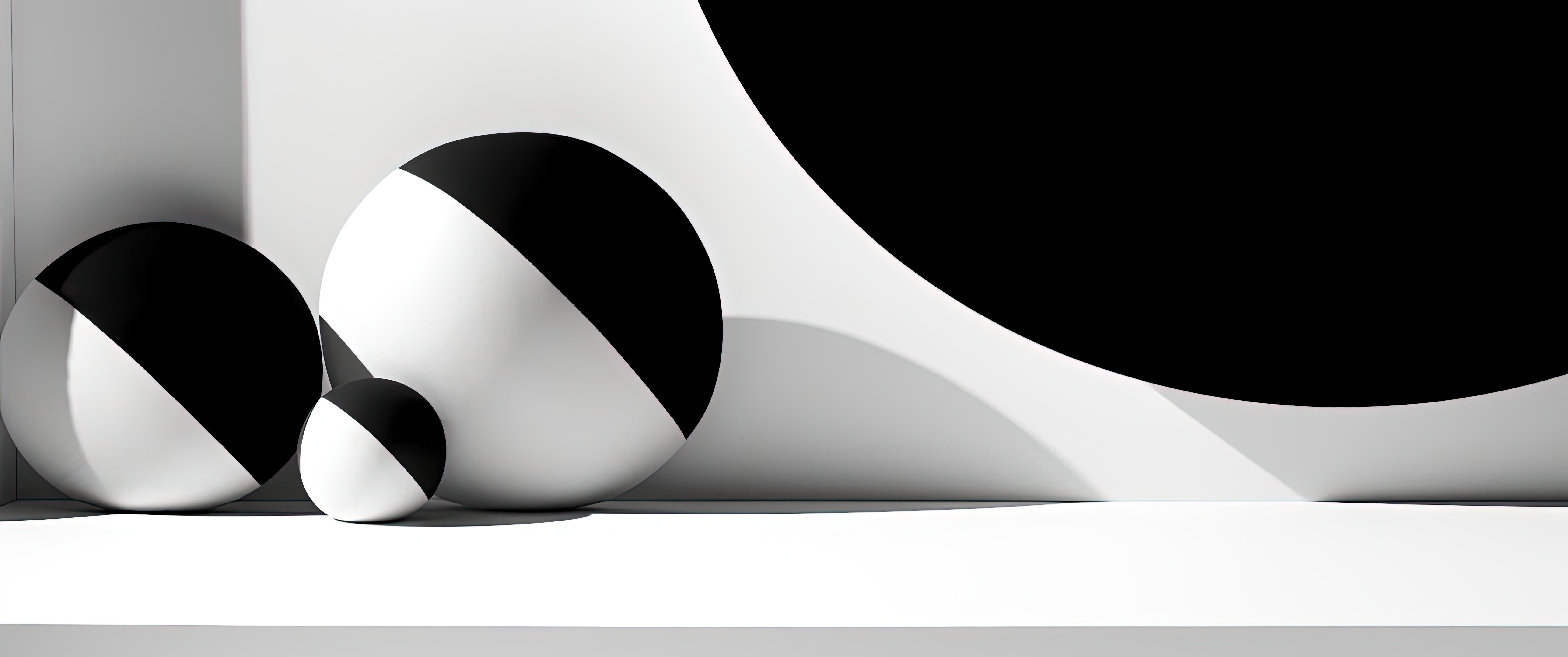 Black and white abstract image of concentric, swirling bands.