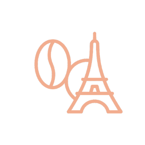 Icon mit Kaffeebohne und Eiffelturm