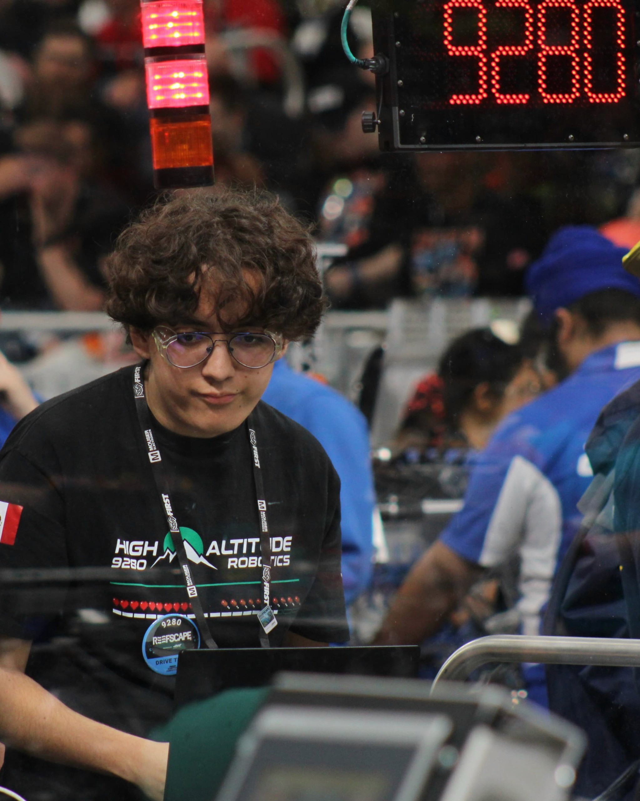 Charles at the commentator's desk at an FRC event in 2025.