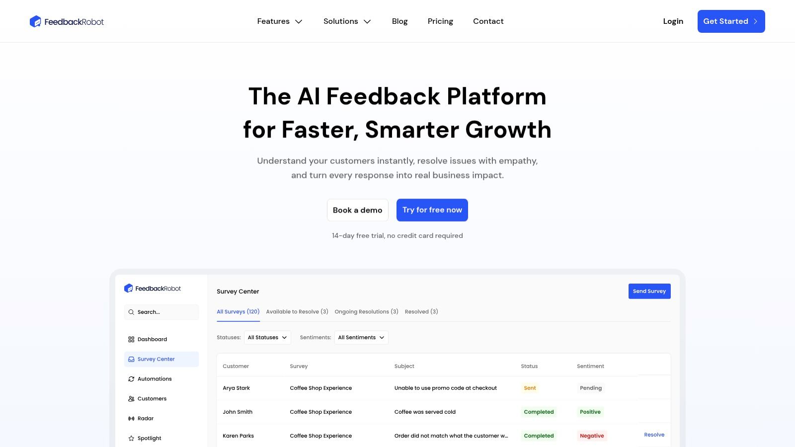 FeedbackRobot Dashboard showing cross-platform review and trend visibility