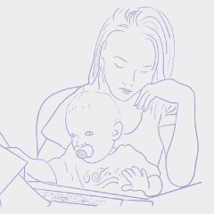 Portada de Radiografía: vulnerabilidad y padres adolescentes, estudio de IdeaPaís, mostrando una ilustración de una mujer joven que sostiene a un bebé mientras hojean un libro. 