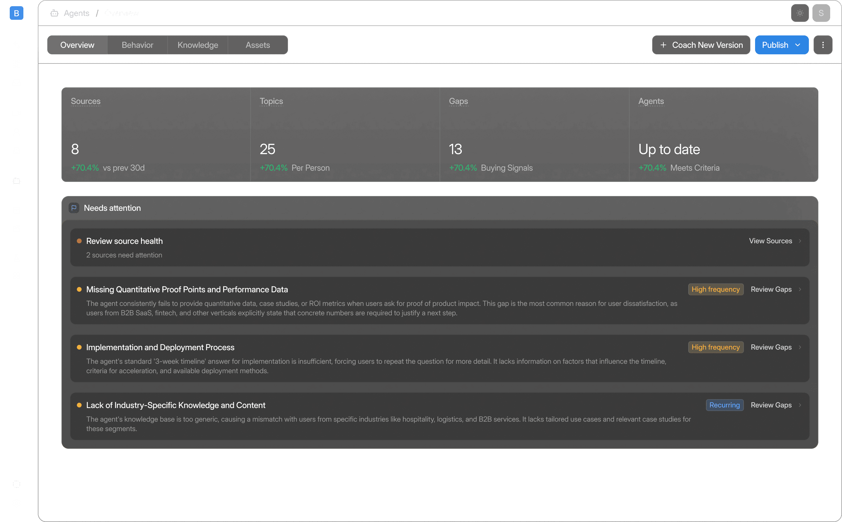 Hobbes simulation dashboard for testing buyer conversations