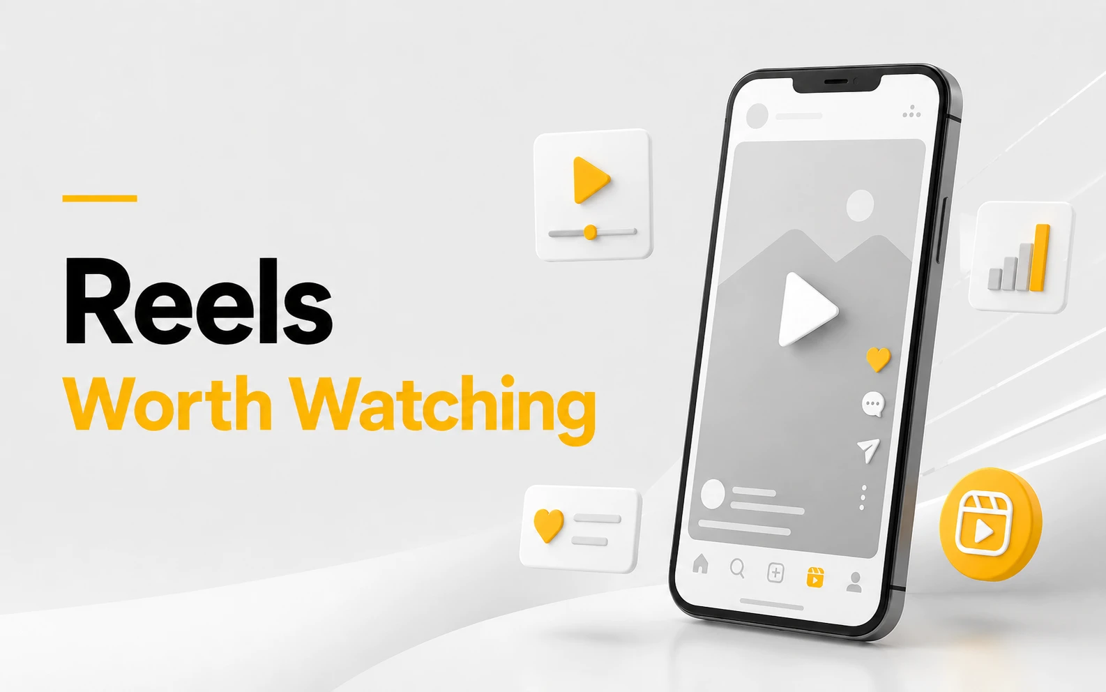 Reels Worth Watching with smartphone and icons