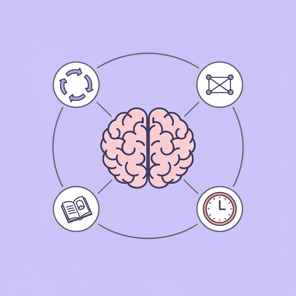  Central hub labeled 'Contextual Understanding' connected to four surrounding elements: surrounding environment, what happened before, how things connect, and intent
