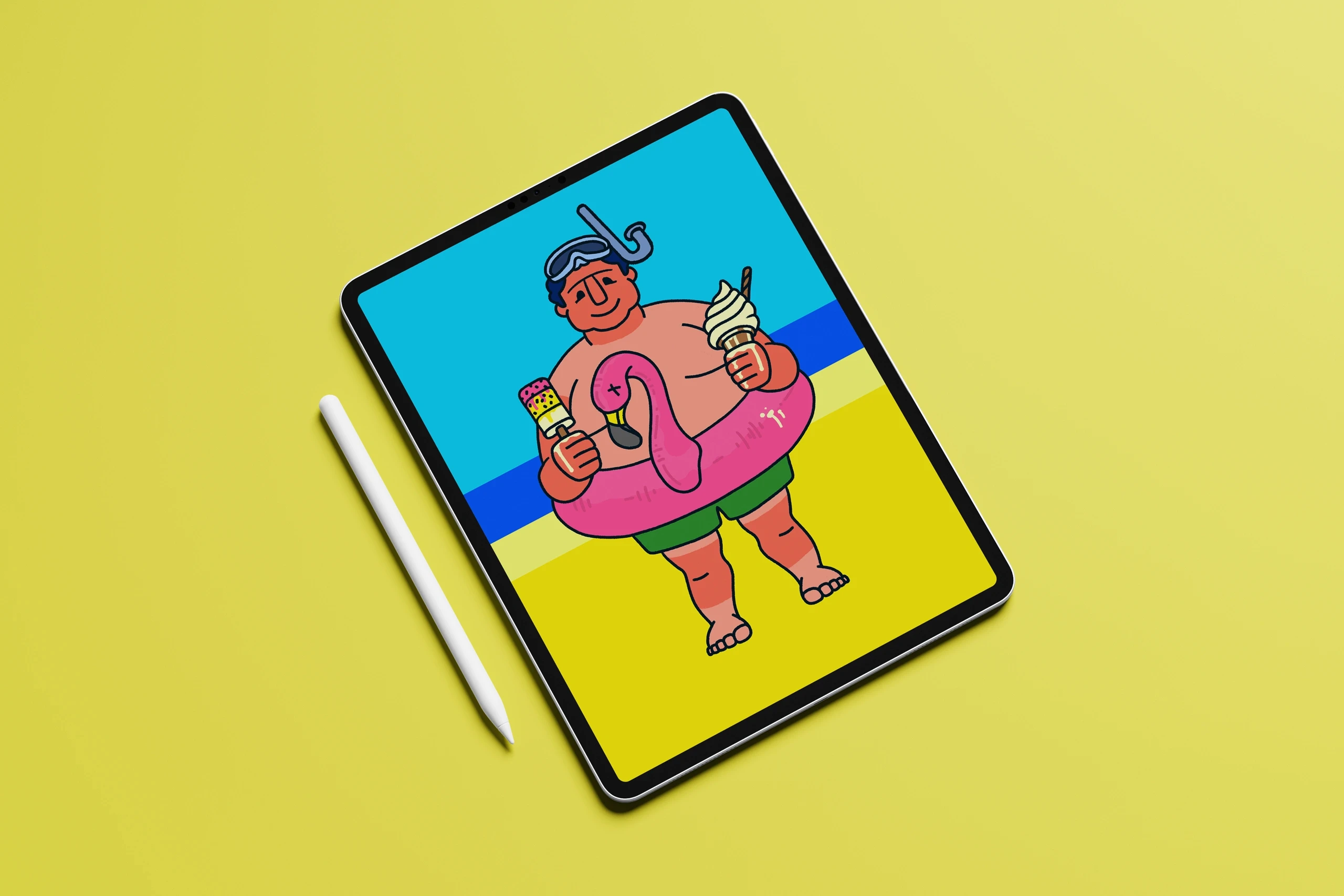 An Apple iPad with an illustration by Peter Scott