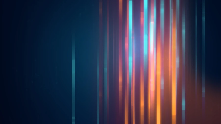 Abstract digital background featuring vertical glowing lines in shades of orange, blue, and purple.
