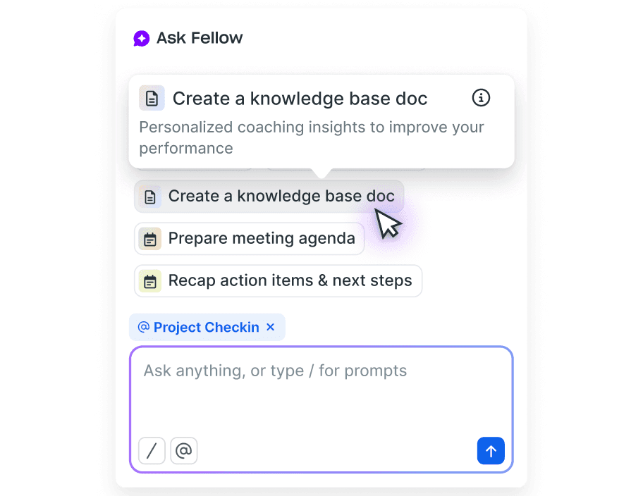 Ask Fellow chat bot window