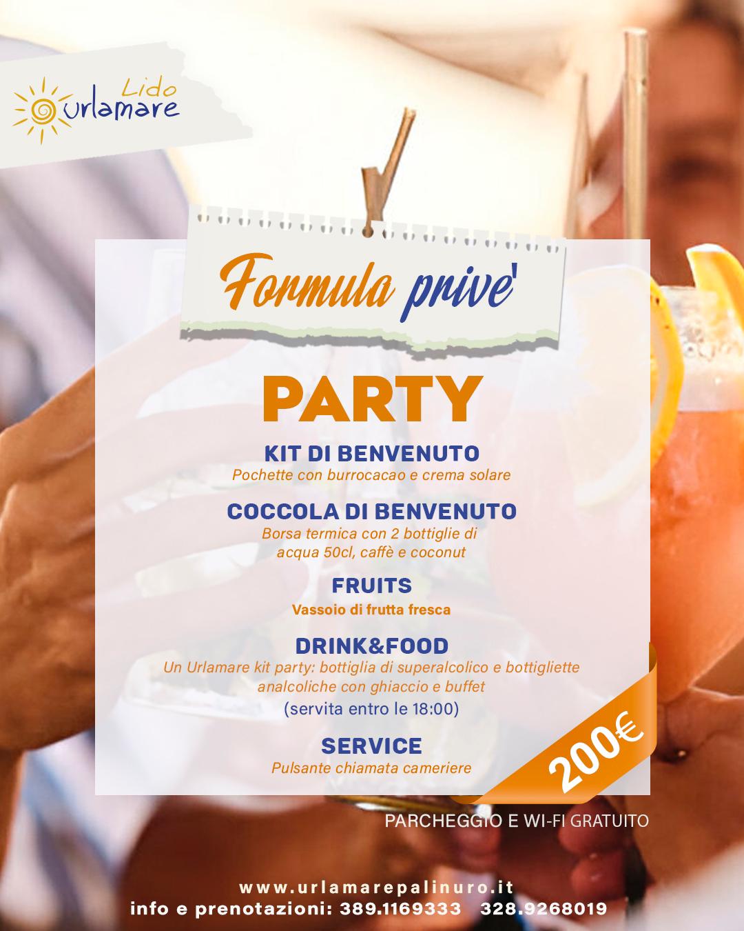 Formula Privé Party con drink e buffet in Area Privé al lido Urlamare, Palinuro