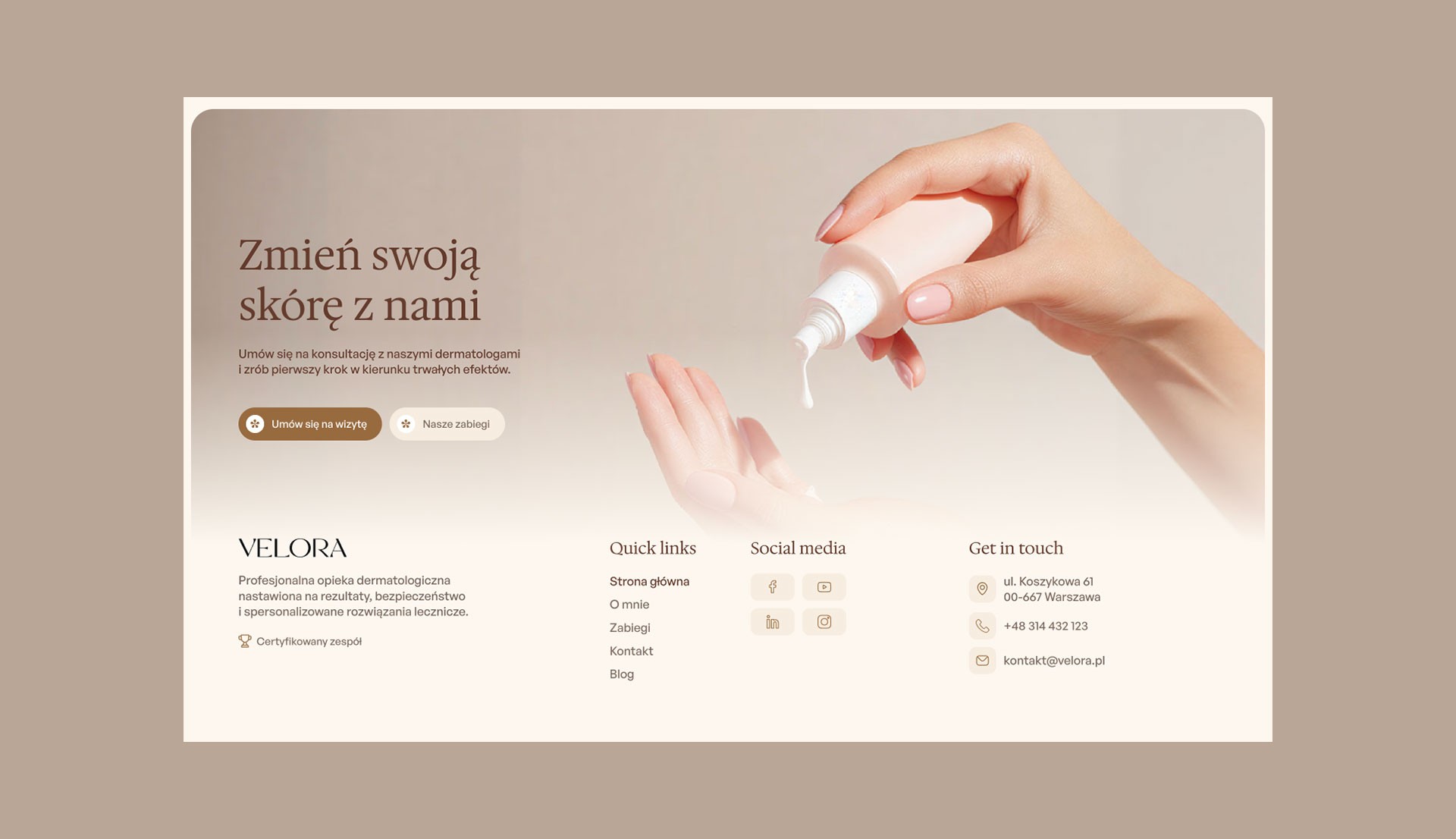 Strona internetowa dla kliniki medycyny estetycznej footer