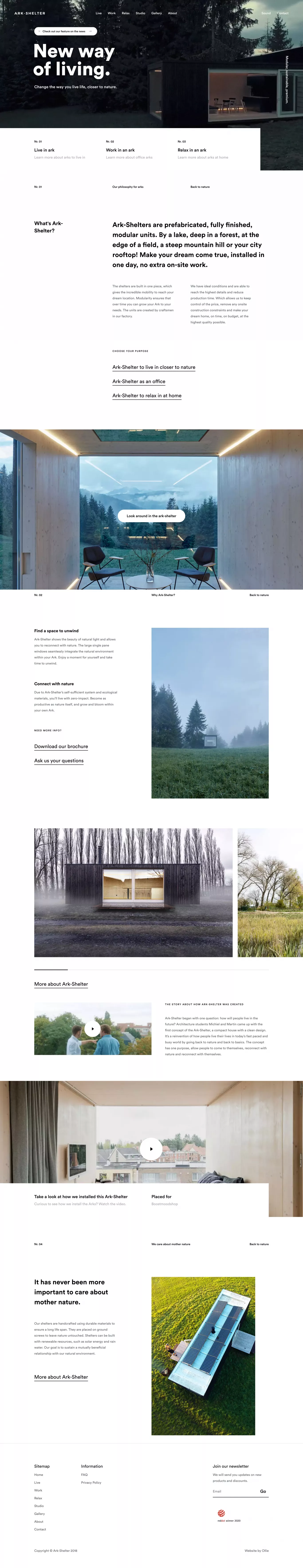 Ark Shelter other page screenshot showcasing Design and Architecture design
