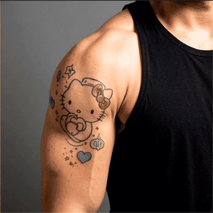  AI-generated hello-kitty tattoo design